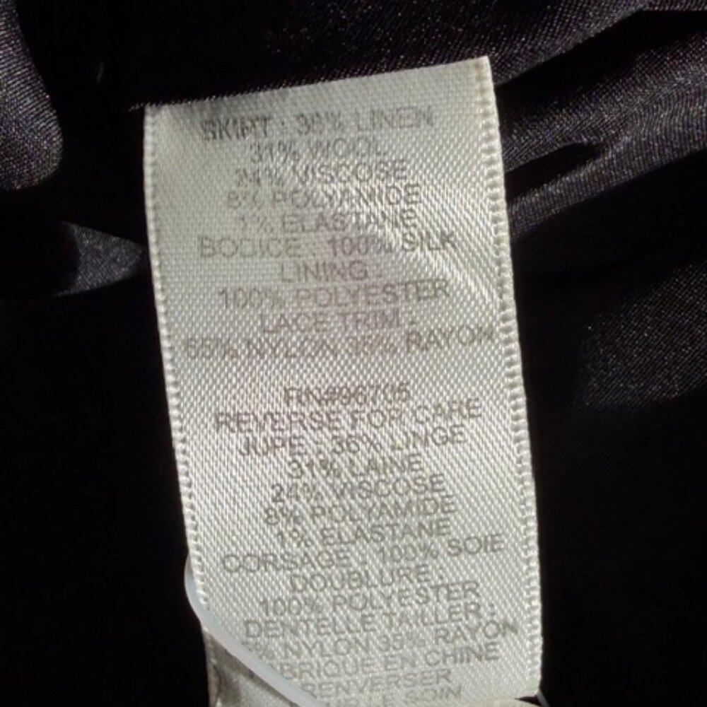 Rebecca Taylor Printed Lace Cream and Gray Wool Blend A-Line Dress Size 10 - Picture 12 of 14